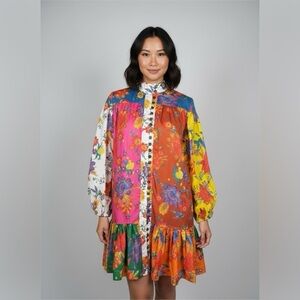 NEW ZIMMERMAN Ginger Lantern Floral Print Cotton Mini Dress Sz Small